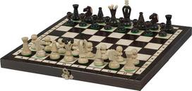 „Sunrise Chess & Games“ 35 cm „Royal“ mediniai šachmatai, rudi | Sulankstoma lenta 35 cm, rankų darbo klevo figūrėlės, vidinis skyrius figūrėlėms laikyti, rudas dizainas