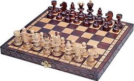 „Sunrise Chess & Games“ „Perelka“ mediniai šachmatai, 29 cm, rudi | Sulankstoma lenta 29 x 29 cm, rankomis degtos bukmedžio figūrėlės, vidinis skyrius, kompaktiškas formatas