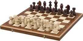„Sunrise Chess & Games“ šachmatų turnyras Nr. 7 su intarsija, 50 cm | Sulankstoma lenta su intarsija, 50 cm, su svorio elementais, skroblo figūrėlės, žalias veltinis, rankų darbo „Staunton“ dizainas