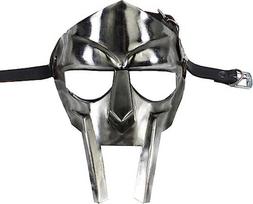 „Super Gladiator“ rankomis kalta „Sca-Larp“ romėniška-graikiška veido kaukė „Mf Doom“ rekvizitas, sidabrinė, standartinis suaugusiųjų dydis