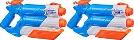 „Super Soaker Twin Tide“ vandens pistoletas su dviguba purškimo galia ir siurbliu, didelis 1,4 l vandens bakas, lengvai pildomas (2 vnt. rinkinys)