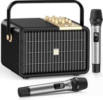 „SUPNIU“ nešiojamasis karaokės grotuvas su 2 UHF mikrofonais, 320 W didžiausios galios „Bluetooth“ karaokės garsiakalbis, karaokės įranga, aukštų ir žemų dažnių reguliavimas, skirtas namams, vakarėliams, vestuvėms, lauke, Kalėdoms
