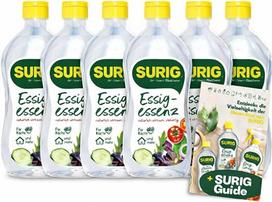 „SURIG“ acto esencija, 400 ml, su 25 % acto rūgšties, 6 vnt. rinkinys + trumpas naudojimo vadovas – 100 % augalinis actas, skirtas valymui ir kalkių pašalinimui virtuvėje bei namuose – maistinis, tinkamas maisto gaminimui ir marinuojant