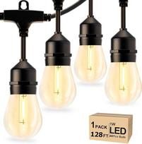 „Svater“ lauko LED girliandos, 38 m, S14 „Vintage“ stiliaus, atsparios vandeniui (IP65), su 1 W, 80 lm LED lemputėmis, keičiamomis, atspariomis sudužimui, E27 lizdas, girliandos, skirtos naudoti lauke ir viduje, klasikinės, šiltos baltos spalvos
