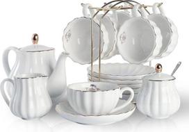 „Sweejar Home“ 22 dalių porcelianinis „Royal Family“ arbatos servizas, skirtas 6 asmenims, 237 ml puodeliai
