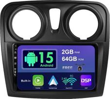 „SXAUTO“ „Android 15“ IPS automobilių radijas, skirtas „Dacia“ – „Sandero“ (2012–2017 m.) – su integruota „CarPlay“ / „Android Auto“ funkcija – su nemokama atbulinės eigos kamera – 2G + 64G – valdymas per vairą, DAB, greitas įkėlimas, „Wi-Fi“, DSP, „Bluet