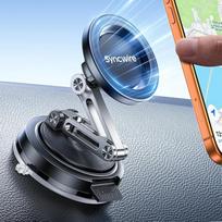 „SYNCWIRE“ „MagSafe“ automobilinis laikiklis, 3 ašių reguliuojamas magnetinis mobiliojo telefono laikiklis su keičiamu vakuuminiu siurbtuku, 360° pasukamas ir sulankstomas prietaisų skydelio / priekinio stiklo laikiklis, skirtas „iPhone 17“ / „iPhone 16“