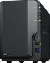 „Synology DS223“ 2-Bay „DiskStation“ NAS (Realtek RTD1619B keturių branduolių procesorius, 2GB RAM, 1xRJ-45 1GbE LAN jungtis) 8 TB komplektas su 2 vnt. 4 TB „Seagate IronWolf“ NAS kietaisiais diskais