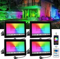 „T-SUNUS“ RGB LED lauko prožektorius, 30 W RGB lauko prožektorius su nuotolinio valdymo pultu, valdymas per „Bluetooth“ programėlę, IP66 atsparumas vandeniui, spalvų keitimas, reguliuojamo ryškumo LED prožektorius, skirtas vakarėliams ir Helovinui