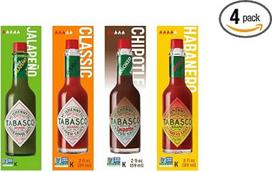 „TABASCO“ 4 padažų rinkinys, 4 x 60 ml, 4 stikliniai čili padažo buteliukai, 100 % natūralus