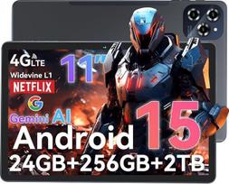„TABWEE W90“ planšetinis kompiuteris su „Android 15“ operacine sistema, 11 colių ekranas – 24GB RAM + 256GB ROM, didelis FHD ekranas, skirtas žaidimams, dvigubas 4G LTE + 5G ir „Wi-Fi“, aštuonių branduolių procesorius T615, 8000 mAh baterija, 16 MP + 8