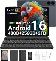 „TABWEE“ 12 colių planšetinis kompiuteris su klaviatūra ir rašikliu, 48GB + 256GB, 10 000 mAh | Planšetinis kompiuteris su SIM kortelės lizdu, 1600 x 2400 QHD+, 16 MP + 8 MP, „Widevine L1“, „Gemini AI“, integruotas GPS (4 metų garantija)