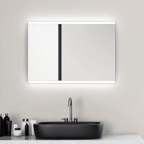 „Talos Loft“ vonios veidrodis su apšvietimu – 50 x 70 cm – montuojamas horizontaliai ir vertikaliai – aliuminio rėmas – svirtinis jungiklis