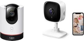 „Tapo“ „TP-Link C225“ 360° „Wi-Fi“ stebėjimo kamera ir „TP-Link C110“ „WLAN“ IP stebėjimo kamera (3 MP skiriamoji geba, dvipusis garso ryšys, judesio aptikimas), balta