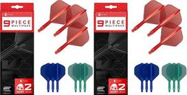 „Target Darts“ „K-Flex“ integruotos dartų plunksnos ir koteliai, „Kflex“ 9 vnt. rinkinys, daugiapakė – „K Flex“ 3 spalvos: juoda, balta, skaidri, raudona, žalia, mėlyna, rožinė, oranžinė, geltona; trumpi, vidutinio ilgio, vidutiniai