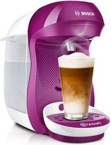 „Tassimo Happy Capsule“ kavos aparatas TAS1001, gamintojas „Bosch“, daugiau nei 70 gėrimų, visiškai automatinis, tinka visų dydžių puodeliams, kompaktiškas, 1400 W, baltos ir rožinės spalvos
