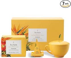 „Tea Forte“, „Cafe Cup“ arbatos padėklo dovanų rinkinys su 10 rankų darbo piramidės formos arbatos filtrų (Paradis)