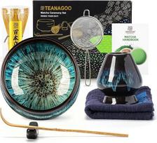 „TEANAGOO“ matcha rinkinys, 7 dalių, su keraminiu dubenėliu ir bambukiniu šepetėliu, „Junware“ žalia spalva