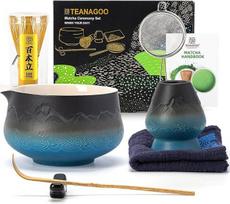 „TEANAGOO“ matcha rinkinys, matcha arbatos rinkinys, matcha šepetėlių rinkinys, matcha arbatos rinkinys, matcha dubenėlis, matcha arbatos rinkinys pusryčiams / matcha latte paruošimui, N33, tamsiai mėlynos spalvos gradientas, dovana matcha mėgėjams