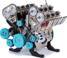 „TECHING“ V8 variklio modelio rinkinys, veikiantis, pagamintas iš metalo su mechaniniu metalo surinkimu, „pasidaryk pats“ automobilių variklio modelio rinkinys, 500+ detalių, edukacinis eksperimentas (8 cilindrų variklis)