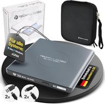 „techPulse120“ išorinis USB 3.1 USB-C UHD 4K 3D M-DISC „Blu-ray“, DVD, CD, HDR10 128GB diskų įrašymo įrenginys, „Signature“ paketas, maišelis, 90 cm jungiamasis kabelis, aliuminis (pilkos spalvos)