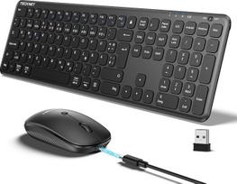 „TECKNET“ belaidis klaviatūros ir pelės rinkinys, įkraunama ypač plona „Bluetooth“ klaviatūra su pele, vokiška „QWERTZ“ klavišų išdėstymo schema, tyli 2,4 GHz belaidė klaviatūra su pele, skirta „Mac“, „Windows“, nešiojamiesiems kompiuteriams ir stacionari