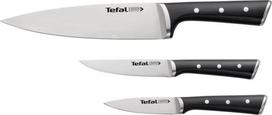 „Tefal Ice Force K2323S“ 3 dalių peilių rinkinys, daržovių peilis 9 cm, virėjo peilis 20 cm, universalus peilis 11 cm, vokiškas nerūdijantis plienas, ergonomiška rankena, ilgalaikis pjovimo našumas ir aštrumas, juodos spalvos