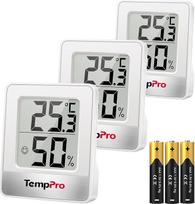 „TempPro“ termo-higrometras. Skaitmeninis patalpų higrometras ir kambario termometras | Kompaktiškas drėgmės matuoklis su patogiu ekranu, °C/°F, magnetu ir pagrindu, skirtas patalpų klimatui matuoti, 3 vnt. (buvęs „ThermoPro“)