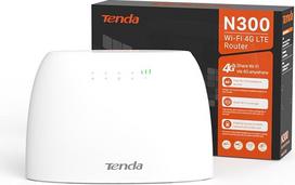 „Tenda 4G03“ 4G LTE maršrutizatorius, WLAN maršrutizatorius su SIM kortelėmis (CAT4, 150Mbps atsisiuntimo greitis, 300Mbps 2,4 GHz dažniu), 2 „Fast Ethernet“ prievadai, „Plug & Play“, programėlė, IPv6, svečių tinklas, duomenų srauto stebėjimas, baltos s