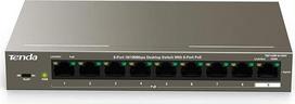 „Tenda TEF1109P-8-102W“ 9 prievadų 100Mbps Ethernet tinklo komutatorius su 8 prievadais PoE 102 W, VLAN prievadu, 6 kV apsauga nuo žaibo, „Ethernet“ skirstytuvas, suderinamas su IEEE 802.3af/at, perdavimo nuotolis iki 250 m