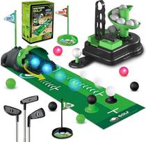 „TERRAMUS“ 3-in-1 golfo rinkinys, golfo žaislas su dinozauru, grąžinančiu kamuoliukus, ir kamuoliukų paleidimo įrenginiu, šviečiančiais LED kamuoliukais, žaislas žaidimams patalpose ir lauke, tinka 3–8 metų berniukams ir mergaitėms, dovanos idėja vaikams