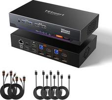 „TESmart“ 4K@144Hz „DisplayPort“ ir HDMI KVM komutatorius 3 monitoriams ir 2 kompiuteriams, USB 3.0, HDMI 2.1, DP 1.4 KVM komutatorius trims monitoriams, 8K @ 60Hz žaidimams, EDID, gigabito tinklas, VRR, HDR, „Dolby Vision“, perjungimas sparčiaisiais klav