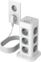 „Tessan“ daugiafunkcinė rozetė su USB-C jungtimi, 12 lizdų, 5 metrų ilgio prailginimo laidas | 1 USB-C ir 2 USB-A jungtys, apsauga nuo viršįtampių, 5 m ilgio prailginimo laidas, 3600 W galios paskirstymo rozetė namams, pilkos spalvos