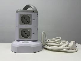 „TESSAN“ elektros lizdų blokas su USB-C jungtimi ir 5 m ilgio prailginimo kabeliu