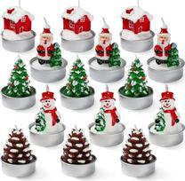 „THE TWIDDLERS“ 15 mini Kalėdinių žvakių „Tea Lights“ – 5 šventiniai dizainai, 5 x 4 cm – dekoratyvinės žvakės Advento laikotarpiui, Kalėdų stalui ir Advento vainikui, be kvapo