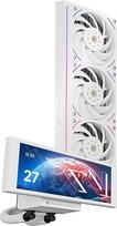 „Thermalright Trofeo Vision 360 ARGB“ baltas procesoriaus skysčio aušintuvas, skirtas AM4/AM5, „Intel LGA1851/1700“ sąsajoms, su 6,86 colių spalvotu LCD ekranu, kurio skiriamoji geba 1280x480, ir magnetiniu ekrano skydeliu