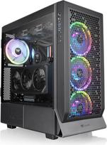 „Thermaltake Ceres 500 TG ARGB“ vidutinio dydžio korpusas, ATX/E‑ATX, 4 ARGB ventiliatoriai, grūdinto stiklo šoninis skydelis, didelis oro srautas, USB-C prievadas priekinėje jungčių plokštėje, juodos spalvos