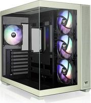 „Thermaltake View 380 TG ARGB“ „Matcha Green“ spalvos ATX korpusas, komplekte su 4 vnt. 120 mm ARGB ventiliatoriais; suderinamas su pagrindinėmis plokštėmis su paslėptu jungikliu; priekinis ir šoninis dvigubi grūdinto stiklo skydai