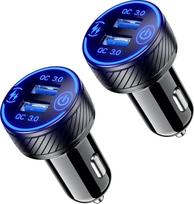 „Thlevel QC3.0“ cigarečių degiklio USB adapteris – automobilinis įkroviklis su LED lempute | „Switch Quick Charge“ dviejų prievadų 36 W, 3 A, 2 vnt. rinkinys
