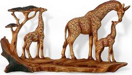 „Thorness“ žirafų šeimos papuošalas, medinė žirafa namams, dovana su Afrikos gyvūnų motyvais, dovanos su laukinės gamtos motyvais, namų dekoracija, 30 cm (ilgis) x 17 cm (aukštis) x 6 cm (gylis)