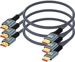 „Thsucords“ 8K 4K HDMI kabelis, 1 m, 3 vnt. rinkinys – apipintas didelės spartos HDMI į HDMI 2.1 kabelis, palaiko 8K@60Hz, 4K@120Hz, 144Hz, 48Gbps, suderinamas su PS5, HDTV, „Blu-ray“ ir „Roku TV“