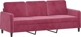„Tidyard“ 3-vietė audinio sofa, minkšta sofa, poilsio sofa, dizaino sofa, svetainės sofa, vyno raudonos spalvos, 180 cm, aksominė