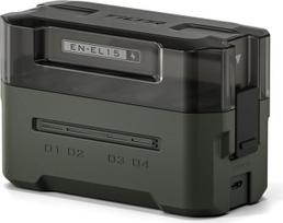 „Tilta“ EN-EL15 4 kanalų akumuliatorių įkroviklis su USB-C įkrovimo kabeliu | Suderinamas su EN-EL15/EL15C/EL15B/EL15A akumuliatoriais, įkrovimo dėklu, nešiojama įkrovimo stotele, 45 W PD greituoju įkrovimu