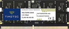 „Timetec“ 16GB DDR5 5600 MHz PC5-44800, be buferio, be ECC, 1,1 V, CL46, 1Rx8, vienos eilės, 262 kontaktų SODIMM nešiojamojo kompiuterio atminties RAM modulio atnaujinimas