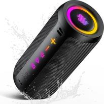 „TIMU“ „Bluetooth“ garsiakalbis su apšvietimu, „Bluetooth 5.4“ grotuvas, 25 W dvigubas garsiakalbis, du žemų dažnių garsiakalbiai, 20 valandų baterijos veikimo laikas, IPX7 atsparumas vandeniui, TWS suporavimas, AUX jungtis, TF kortelė, tinka naudoti lauk