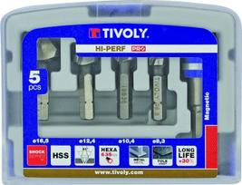 „Tivoly“ 10332370002 FNH04 riešutmedžio freza iš HSS plieno, iki 90 laipsnių, šešiakampė, skersmuo nuo 8,3 iki 16,5 mm + 1 frezos laikiklis