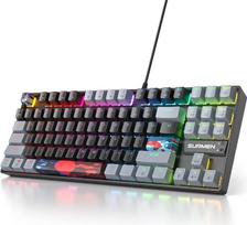 „TKL Gaming Keyboard 75 Percent“, mechaninė RGB klaviatūra su „Amerïka“ QWERTY išdėstymu, 87 klavišų laidinė klaviatūra su apšvietimu, skirta kompiuterinių žaidimų mėgėjams, 87 Dark