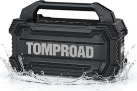 „TOMPROAD“ 160 W didžiausios galios „Bluetooth“ garsiakalbis, nešiojamas, atsparus vandeniui pagal IPX6 standartą, 15000 mAh baterija, TWS stereo ir USB/AUX jungtys, patvarus grotuvas, skirtas garažui, dirbtuvėms ir lauke (juodos spalvos)