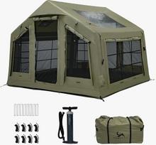 „TOMOUNT“ pripučiama palapinė 6 asmenims, „Hot Tent“ kempingo palapinė, vasaros namelis sodui, varpinės formos palapinė su laikymo maišu ir oro siurbliu, skirta kempingui ir žygiai gamtoje