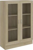 „Tomostar“ stiklinė vitrina, vitrina, kolekcionierių vitrina, vitrina, knygų spinta, svetainės baldai daiktams laikyti, „Sonoma“ ąžuolas, 82,5 x 30,5 x 115 cm, mediena